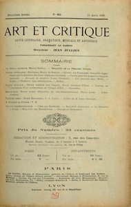 「Art et Critique」誌のフロントピース、1890年8月23日